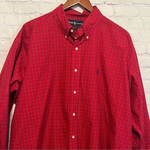 Ralph Lauren "Blake" Shirt Mens Sz XL Red Plaid Button Front Long Sleeve Gingham